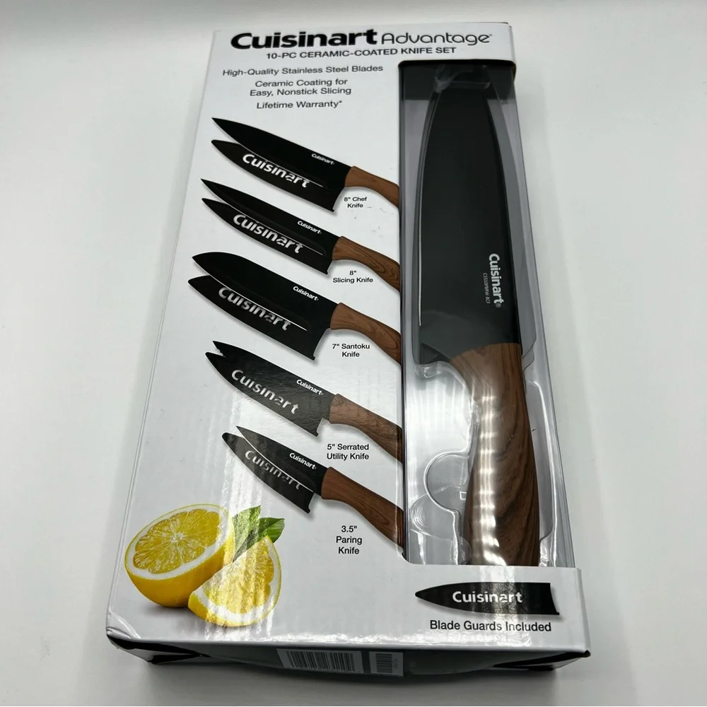 CUISINART ADVANTAGE 10PC CERAMIC COATED KNIFE SET FAUX MARBLE GB-C55-10PBW